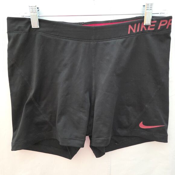 NIKE PRO Dri-Fit Womens Technical Training Volleyball Shorts Black Red 4" XL - Picture 3 of 9